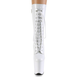 Pleaser FLAMINGO-1050 White Patent Women Ankle Boots