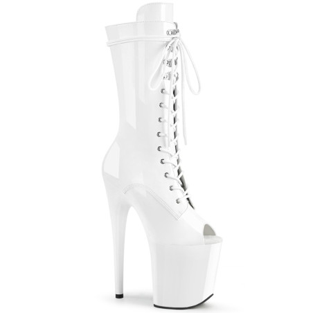 Pleaser FLAMINGO-1051 White Patent Women Ankle Boots
