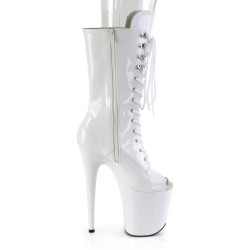 Pleaser FLAMINGO-1051 White Patent Women Ankle Boots