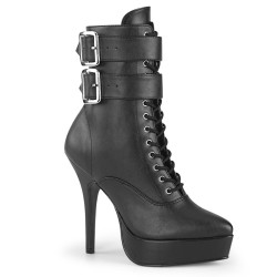 Devious INDULGE-1026 Black Vegan Leather Ankle Boots