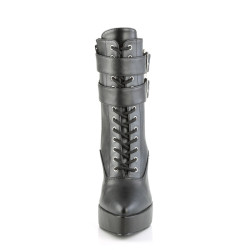 Devious INDULGE-1026 Black Vegan Leather Ankle Boots