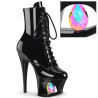Pleaser MOON-1020DIA Black Patent Women's Ankle Boots