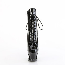 Pleaser MOON-1020DIA Black Patent Women's Ankle Boots