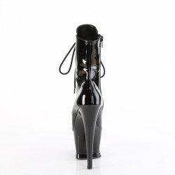 Pleaser MOON-1020DIA Black Patent Women's Ankle Boots