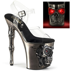 Pleaser RAPTURE-808-LT Pewter Pole Shoes Bone High Heels