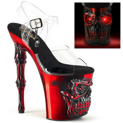 Pleaser RAPTURE-808-LT Red Pole Shoes Bone High Heels