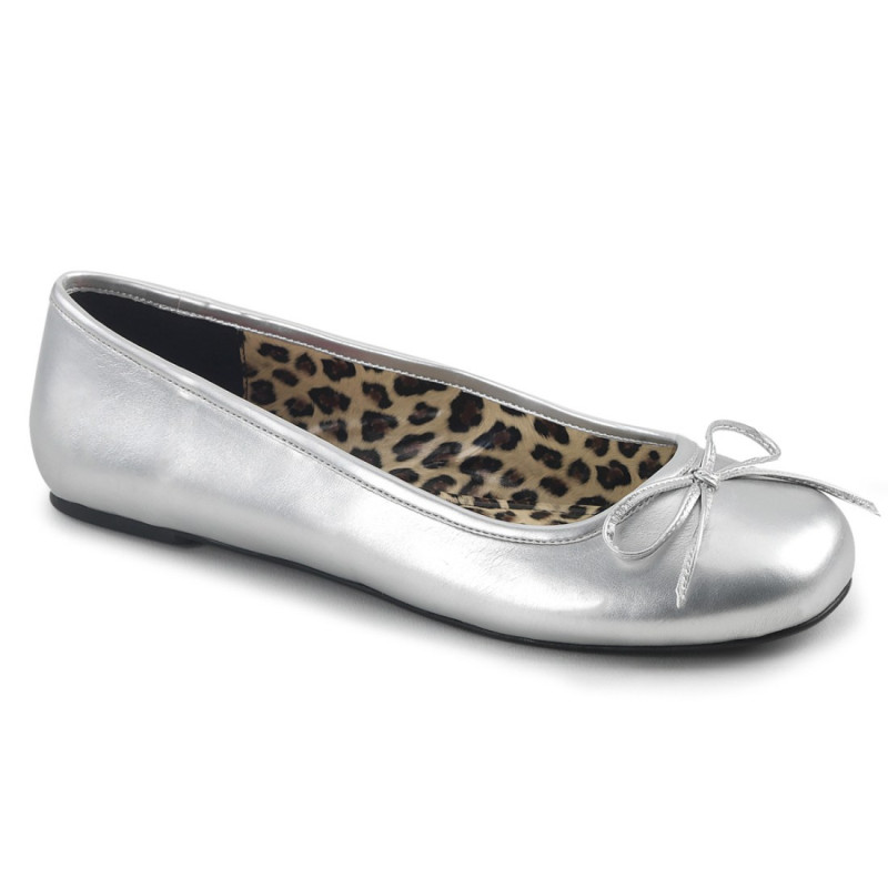 Pleaser Pink Label ANNA-01 Silver Metallic Ballerinas Men Pleaser Pink Label ANNA-01 Silver Metallic Ballerinas Men