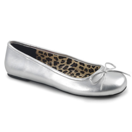 Pleaser Pink Label ANNA-01 Silver Metallic Ballerinas Men