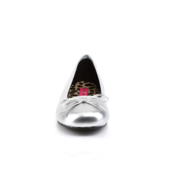 Pleaser Pink Label ANNA-01 Silver Metallic Ballerinas Men