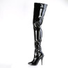 Pleaser SEDUCE-4000 Black Heeled Crotch High Boots