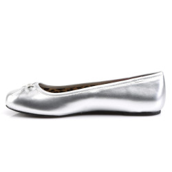 Pleaser Pink Label ANNA-01 Silver Metallic Ballerinas Men