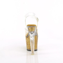 Pleaser LOVESICK-708SG Transparent Gold Glitter Strass