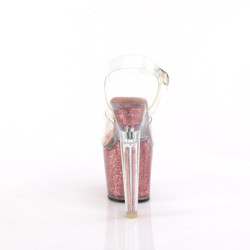 Pleaser LOVESICK-708SG Transparent Pink Glitter Strass
