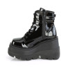Demonia SHAKER-52 Black Patent Platform Wedge Ankle Boots