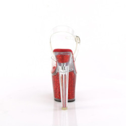 Pleaser LOVESICK-708SG Transparent Red Glitter Strass