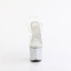 Pleaser LOVESICK-708SG Transparent Silver Glitter Stras