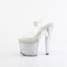 Pleaser LOVESICK-708SG Transparent Silver Glitter Stras