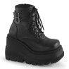 Demonia SHAKER-52 Black Vegan Platform Wedge Ankle Boots