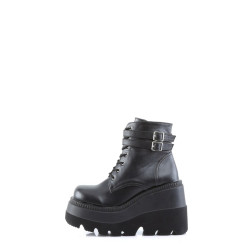 Demonia SHAKER-52 Black Vegan Platform Wedge Ankle Boots