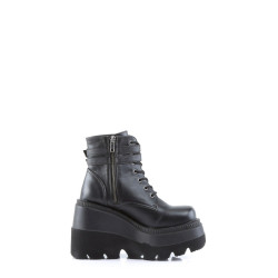 Demonia SHAKER-52 Black Vegan Platform Wedge Ankle Boots