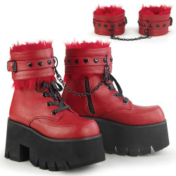 Demonia ASHES-57 Red Vegan Leather Women Heels