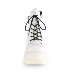 Demonia SHAKER-52 White Vegan Platform Wedge Ankle Boots