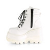 Demonia SHAKER-52 White Vegan Platform Wedge Ankle Boots