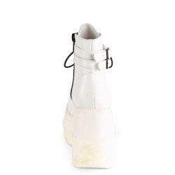 Demonia SHAKER-52 White Vegan Platform Wedge Ankle Boots