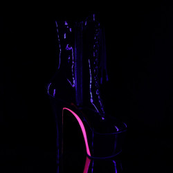 Pleaser SKY-1020TT Black Patent Neon Pink Ankle Boots