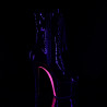 Pleaser SKY-1020TT Black Patent Neon Pink Ankle Boots