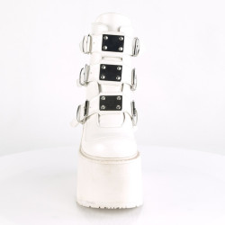 Demonia SWING-105 White Vegan Platform Buckle Boots