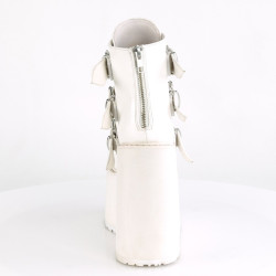 Demonia SWING-105 White Vegan Platform Buckle Boots