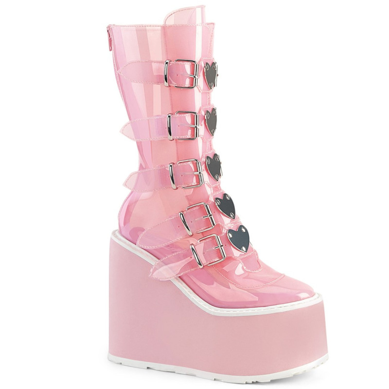 Demonia SWING-230C Rose Platform Buckle Boots