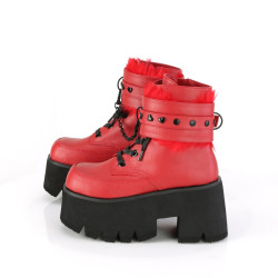 Demonia ASHES-57 Red Vegan Leather Women Heels