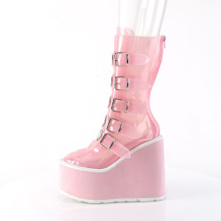 Demonia SWING-230C Rose Platform Buckle Boots