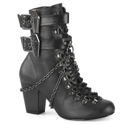 Demonia VIVIKA-128 Black Vegan Block Heel Ankle Boots
