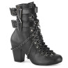Demonia VIVIKA-128 Black Vegan Block Heel Ankle Boots