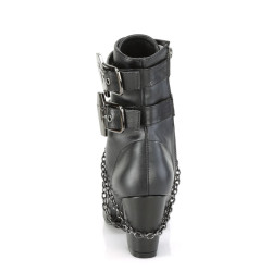Demonia VIVIKA-128 Black Vegan Block Heel Ankle Boots