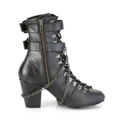 Demonia VIVIKA-128 Black Vegan Block Heel Ankle Boots