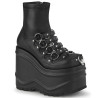 Demonia WAVE-110 Black Vegan Platform Wedge Ankle Boots