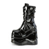 Demonia WAVE-150 Black Patent Platform Wedge Ankle Boots
