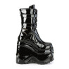 Demonia WAVE-150 Black Patent Platform Wedge Ankle Boots