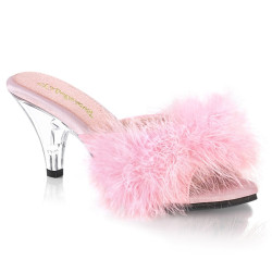 Fabulicious BELLE-301F Rose Feathers Low Heeled Mules