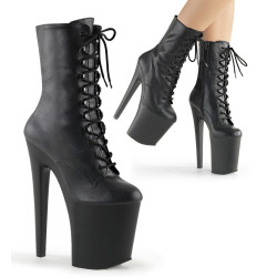Pleaser XTREME-1020 Black Vegan Leather Ankle Boots