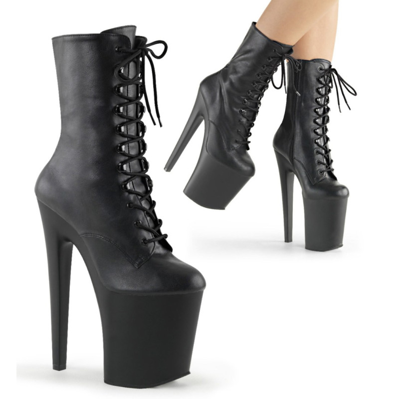 Pleaser XTREME-1020 Black Vegan Leather Ankle Boots Pleaser XTREME-1020 Black Vegan Leather Ankle Boots