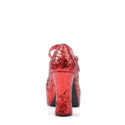 Funtasma MARYJANE-50G Red Glitter Chunky Heeled Pumps
