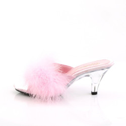 Fabulicious BELLE-301F Rose Feathers Low Heeled Mules