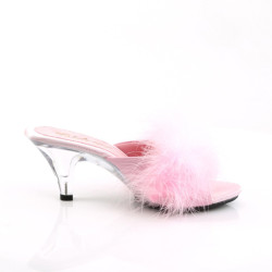 Fabulicious BELLE-301F Rose Feathers Low Heeled Mules