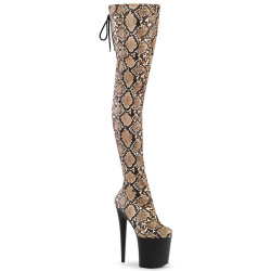 Pleaser FLAMINGO-3008SP-BT Tan Brown Snake Print Black