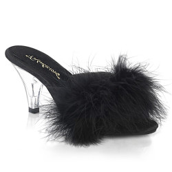 Fabulicious BELLE-301F Black Vegan Low Heeled Mules